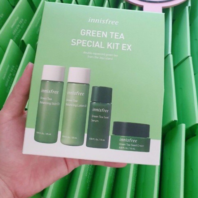 Set Dưỡng Trà Xanh Mini 4 Món Innisfree Green Tea EX / Jeju Cherry Blossom (Mẫu Mới)