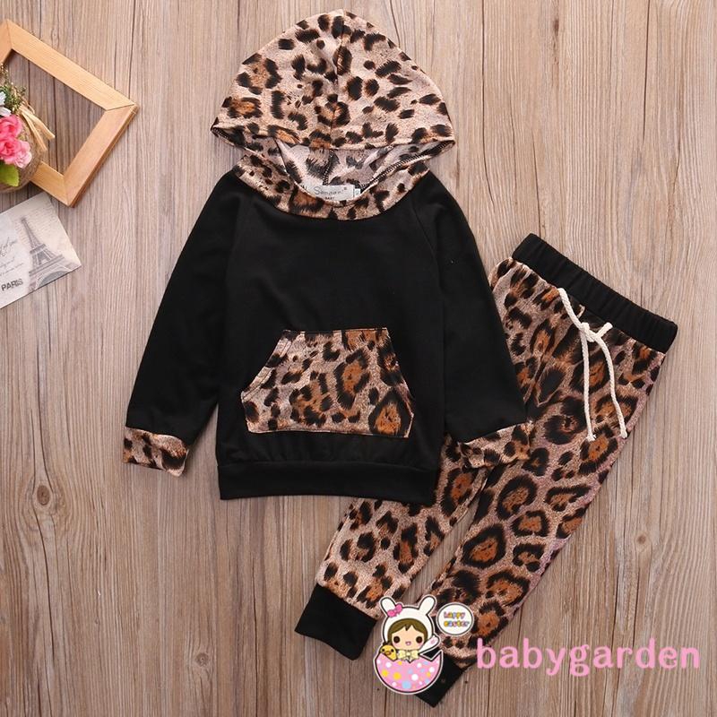 Bộ áo hoodie + quần dài hoạ tiết da báo độc đáo cho bé