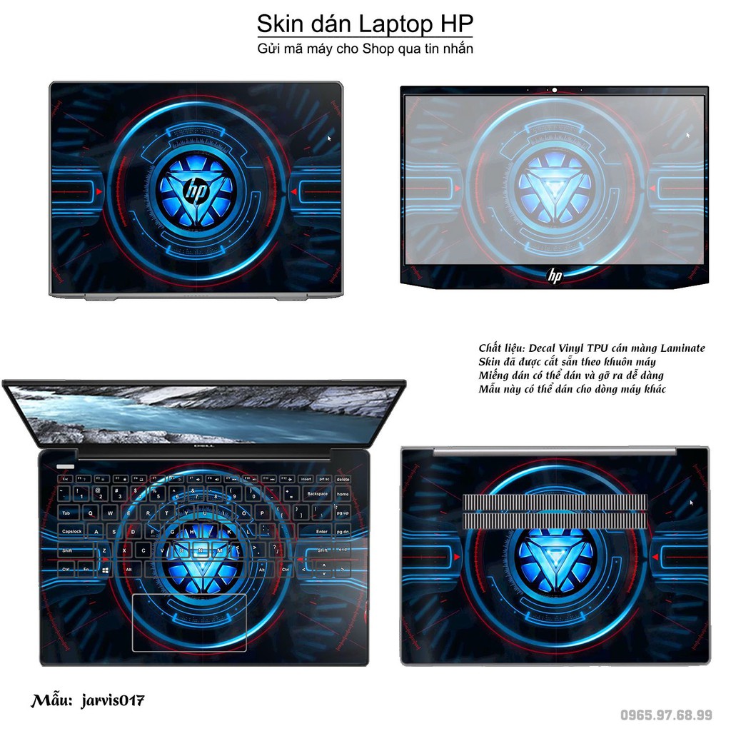 Skin dán Laptop HP in hình Jarvis (inbox mã máy cho Shop)