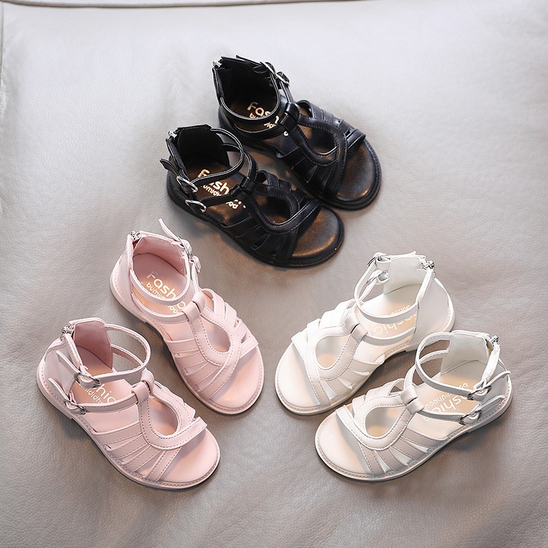 Giày Sandal chiến binh bé gái - Sandal bé gái cao cổ phong cách Hàn Quốc chất da PU siêu mềm êm chân CB3