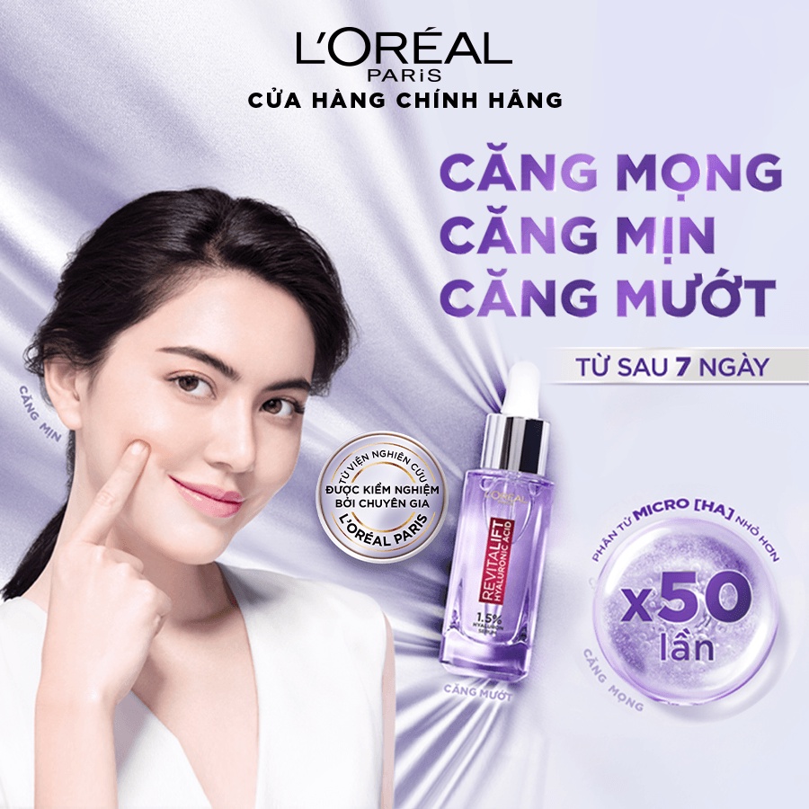 Serum siêu cấp ẩm sáng da L'Oreal Paris pure Hyaluronic Acid 1.5% 15ml