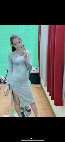 đầm thun body xẻ tà