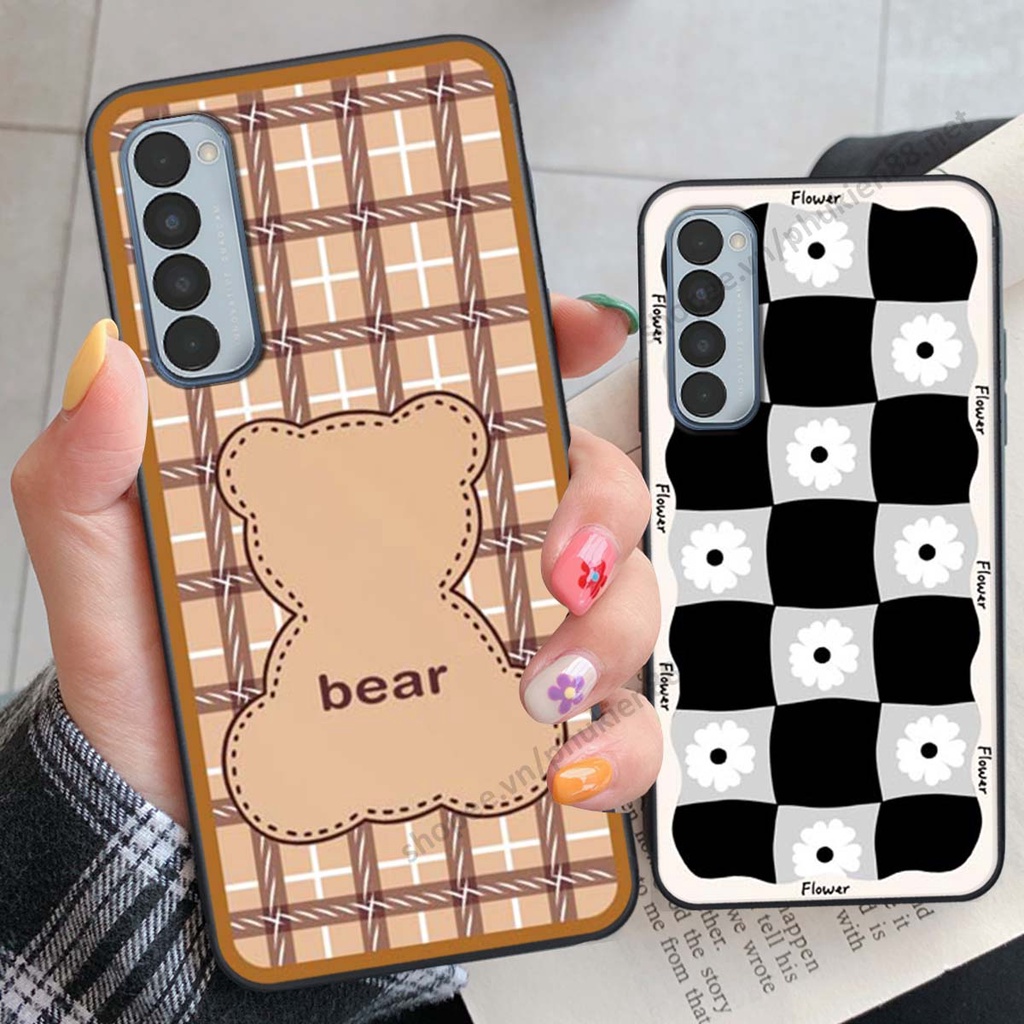 Ốp lưng Oppo Reno4 / Reno4 Pro / Reno 4 ốp điện thoại LineBear, bé tóc xù, hoa siêu đẹp