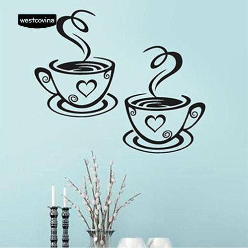 Nhãn dán tường hình tách cà phê độc đáo