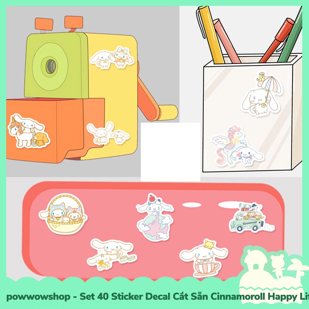 [Sẵn VN - Hỏa Tốc] Set 40/60 Sticker Mini Decal Dán Trang Trí Vật Dụng Mẫu Sanrio Cinnamoroll Cute Lovely Days