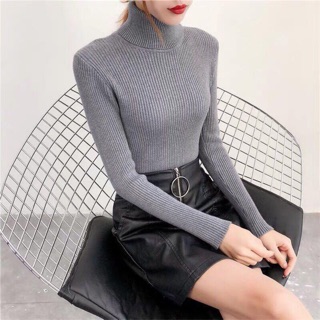 Áo len tăm cổ lọ trơn basic
