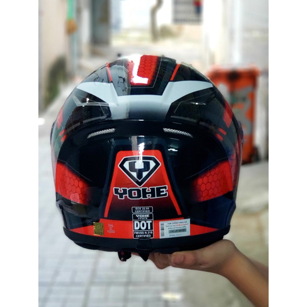 Mũ bảo hiểm Fullface Yohe 978 màu đen đỏ chính hãng