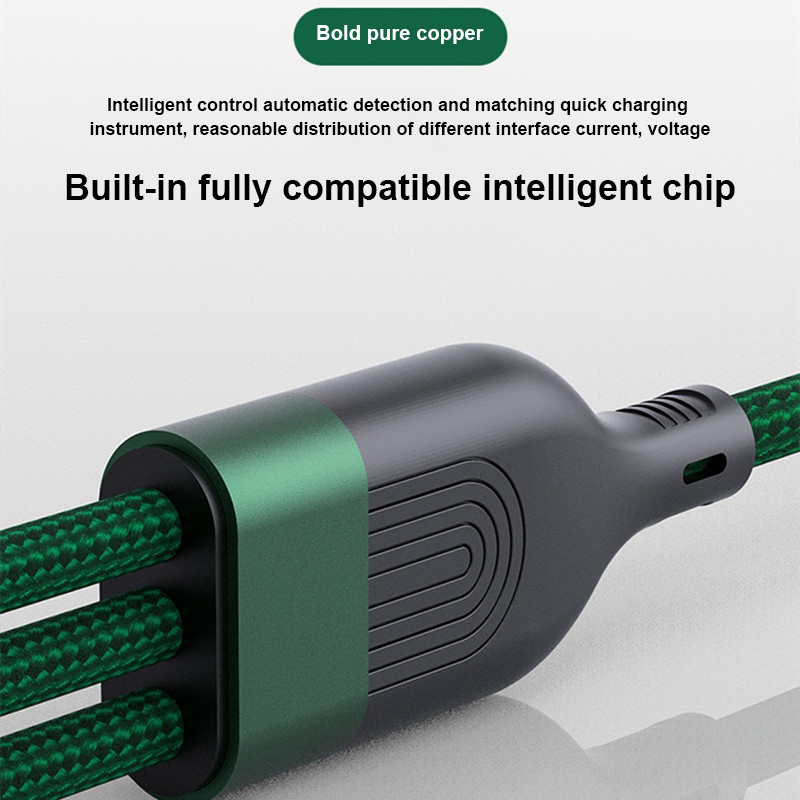 Cáp SạC Nhanh 5Ft 66W Cho Android Ios USB 3 Trong 1 Đa Năng