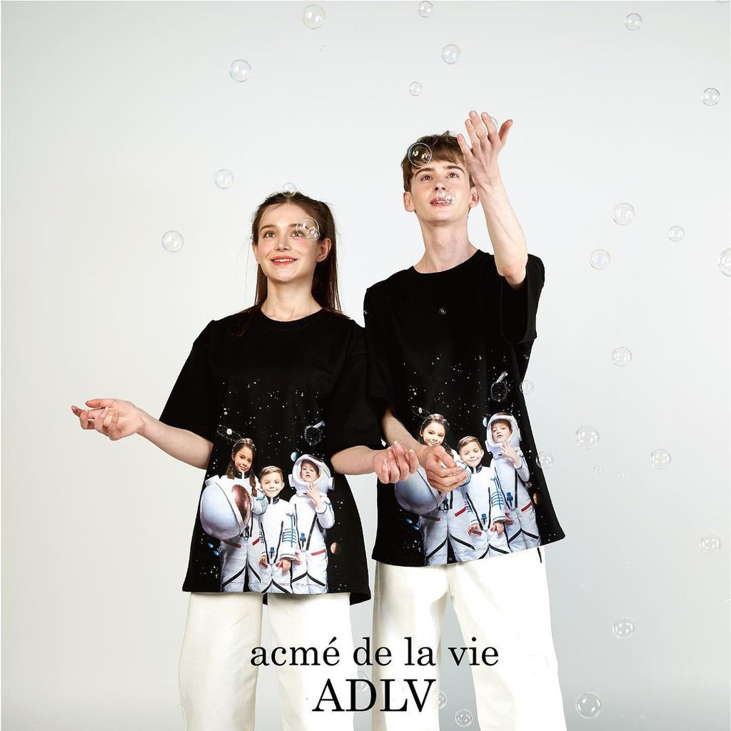 Áo thun unisex ADLV-ASTRONAUT TRIO , áo thun nữ form rộng tay lỡ chất cotton cá tính , BLACK56 M130