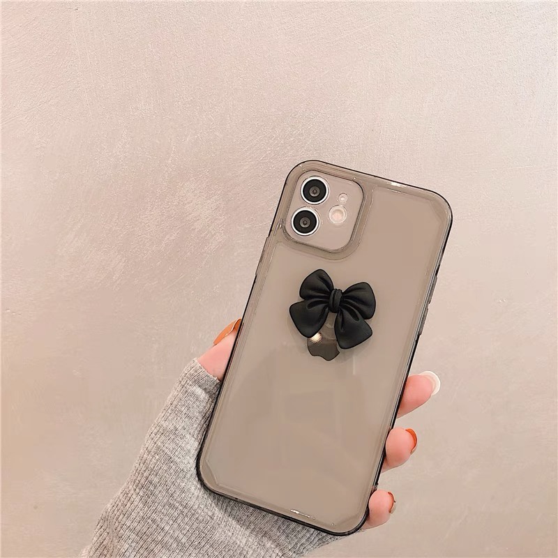 Ốp Điện Thoại Tpu Mềm Trong Suốt Họa Tiết Nơ Đen Cho Iphone 12 Pro Max 11 Pro Max Xs Max Xr X 7 8 Plus