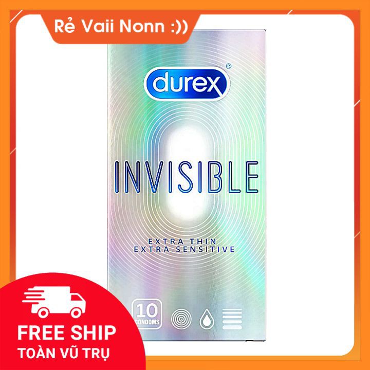 [COMBO] 2 hộp Bao cao su SIÊU MỎNG ÔM SÁT Durex Invisible TẶNG 1 Gel Play 50 ml