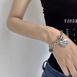 Vòng đeo tay bằng thép không gỉ phong cách hiphop cá tính cho nữ