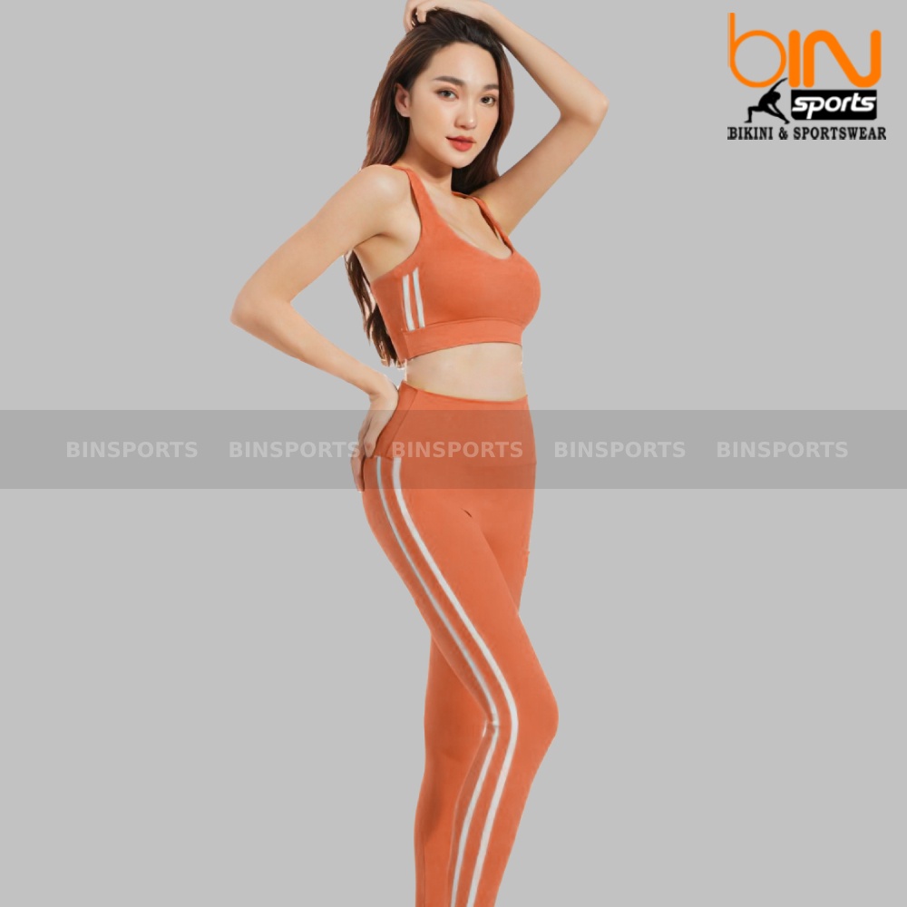 Bộ tập thể thao gym yoga nữ áo bra quần dài kèm mút cao cấp Bin Sport BD106