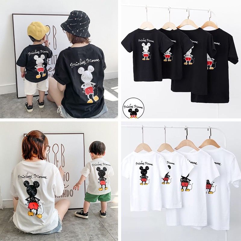 Áo thun ngắn tay in họa tiết chuột Mickey thời trang Hàn Quốc cho gia đình