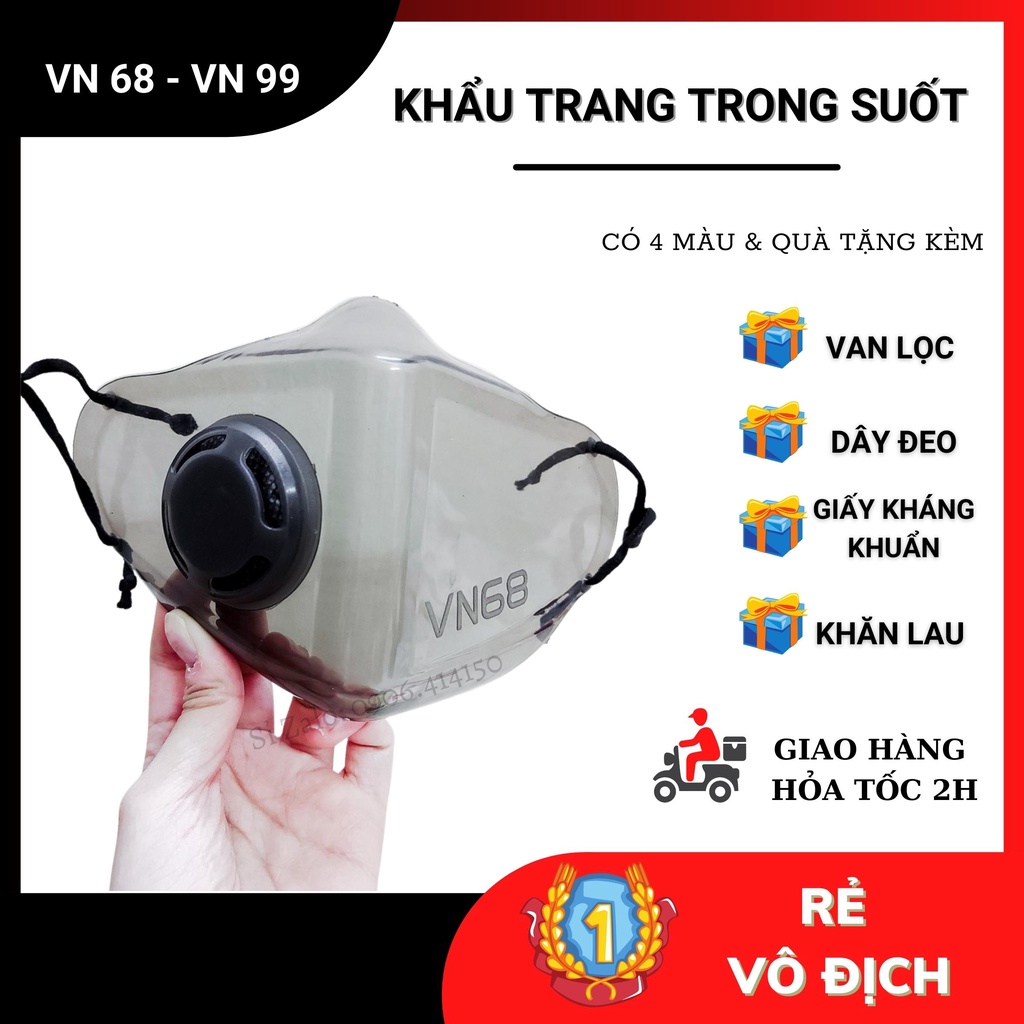 [HÀNG LOẠI I] Khẩu trang trong suốt VN68, VN99 , khẩu trang nhựa trong suốt VN68