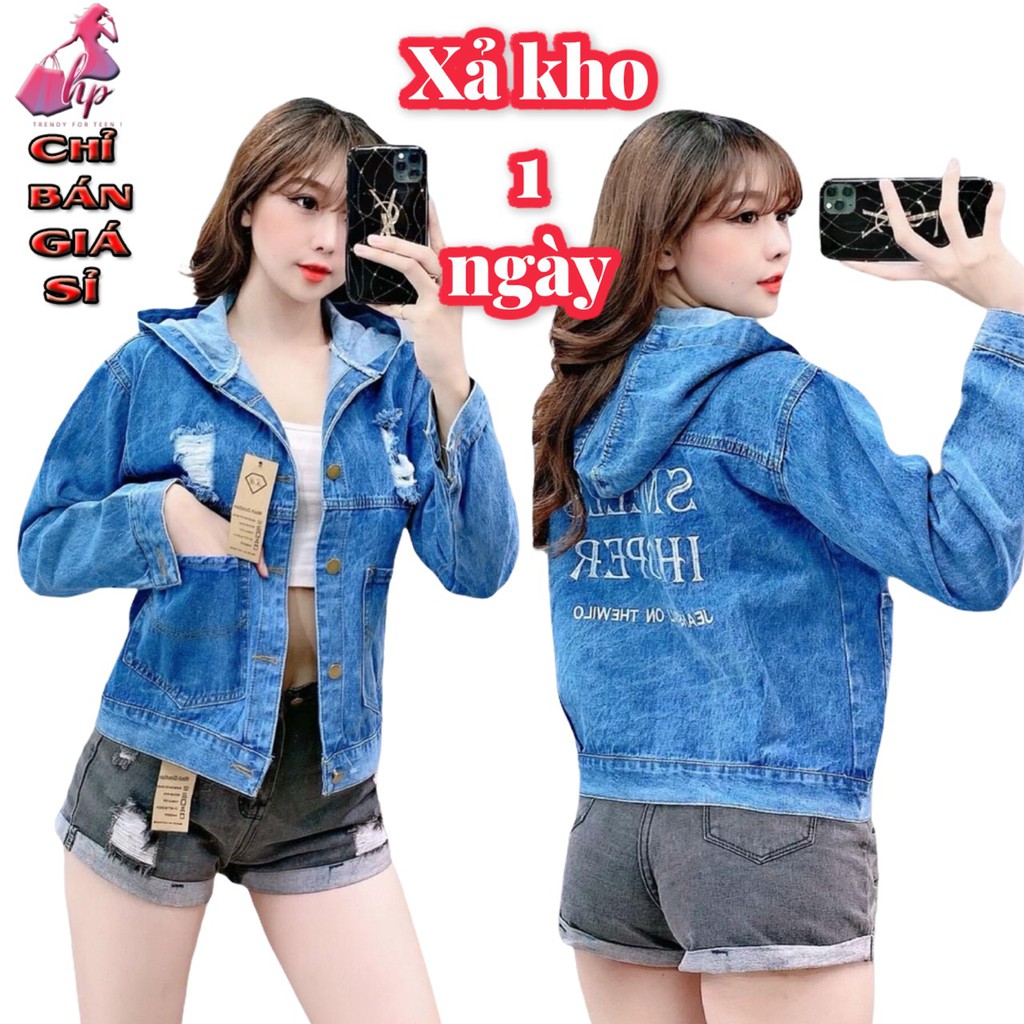 Áo Khoác Jeans Nữ Có Nón FORM DÀI Cao Cấp Siêu Thời Trang - -KÈM VIDEO-HÀNG CÓ SẴN