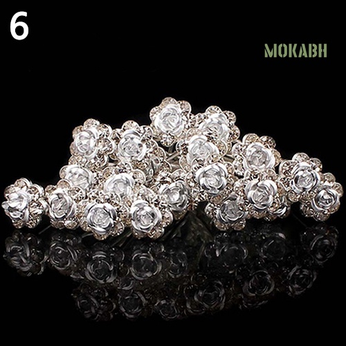 Set 5 Kẹp Tóc Hoa Hồng Đính Đá Sang Trọng Cho Cô Dâu