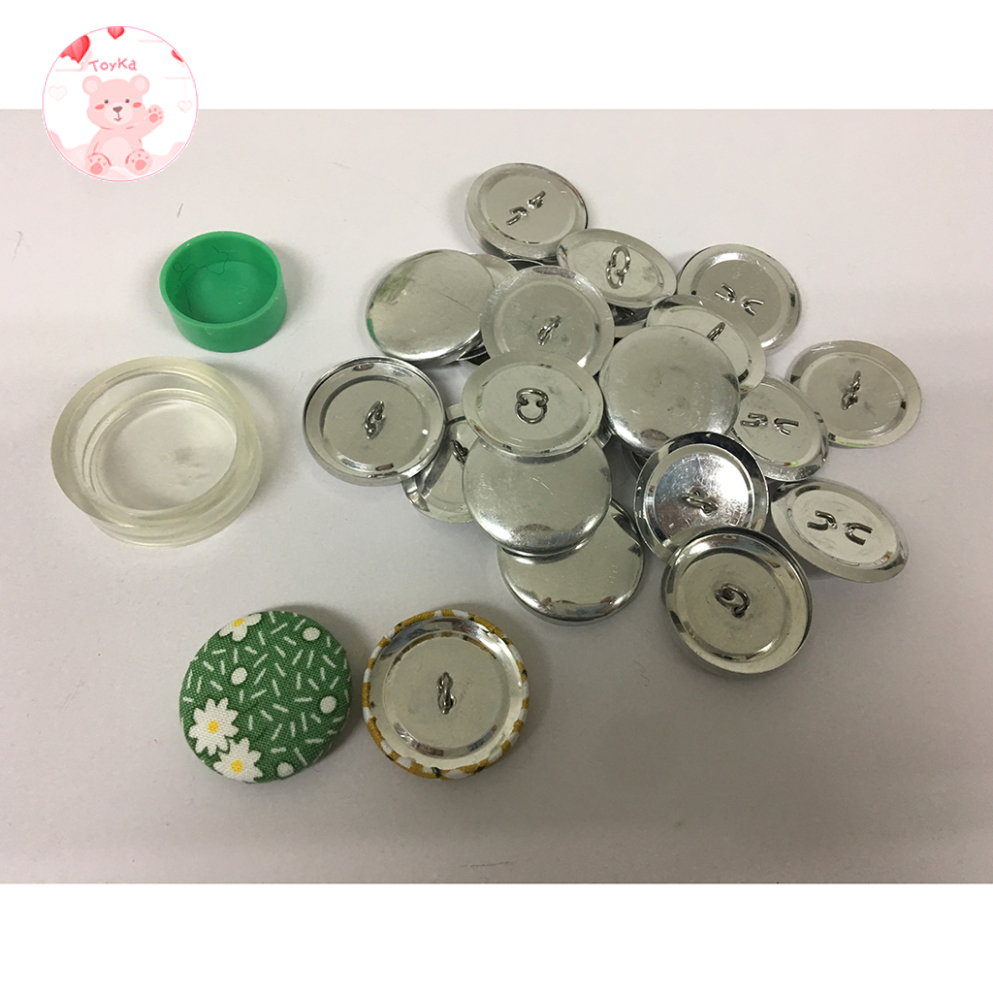 [whbadguy]10 Pieces Easy DIY Metal Cover Buttons with Loop Blank Back Cover Buttons and Assembly Tool Kit for DIY Handmade Fabric Cloth Cover Buttons