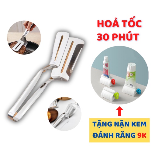 ⚡FREE SHIP⚡ Kẹp Xẻng INOX Gắp Lật Đảo Thức Ăn Khi Đang Chiên Rán Thức Ăn Nóng 2 Mặt Chống Bỏng Chịu Lực Cao