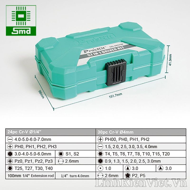 Bộ Tô Vít Đa Năng Pro'sKit SD-9857M 57 Chi Tiết