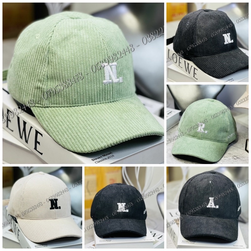 Nón Kết Nhung Tăm Thêu Chữ Cái Phong Cách Ulzzang Nam Nữ Đơn Giản