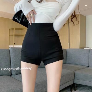 Quần đùi nữ cạp cao Biker Short chất cotton và nhung tăm