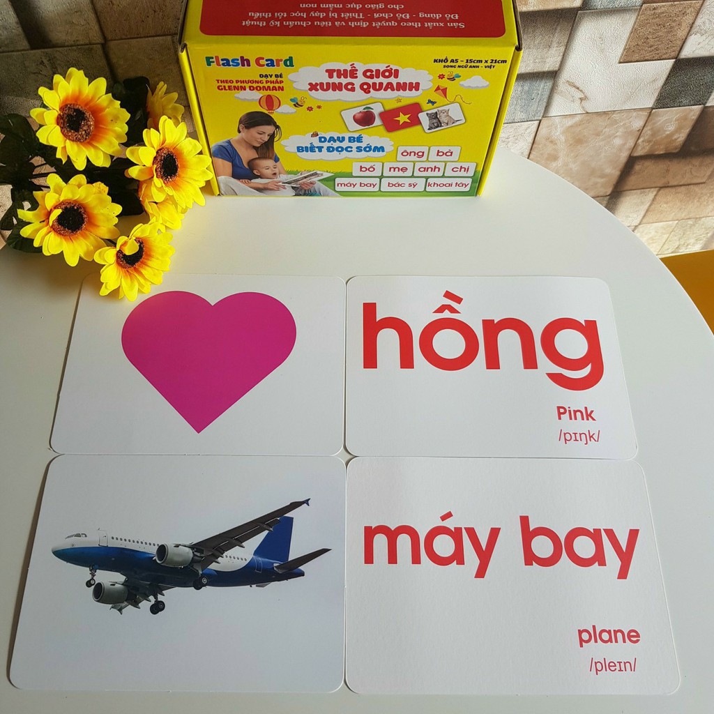 Bộ Thẻ Học Thông Minh 14 Chủ Đề loại To Song Ngữ Tiếng Anh Loại Chuẩn Glenn Doman Flashcard Cho Bé Từ 0-6 Tuổi