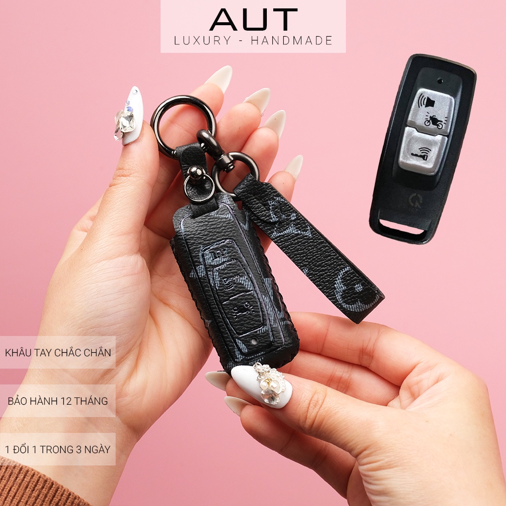 Ví da đựng chìa khóa smartkey Honda SH 350i 150i Sh mode 2022 2 nút bấm LV khâu tay VSV CD có tay cầm