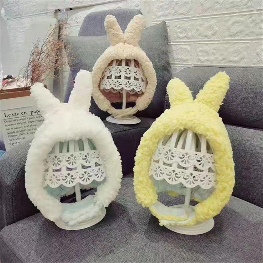 Layor1 Mũ Len Dệt Kim Phối Lông Thỏ Giữ Ấm Mùa Đông