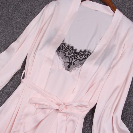 Áo choàng ngủ váy ngủ lụa 🔥TẶNG LÓT ĐỆM NGỰC🔥sexy hai dây phối ren AM255101 đầm ngủ lụa bigsize MLXL 65KG | BigBuy360 - bigbuy360.vn