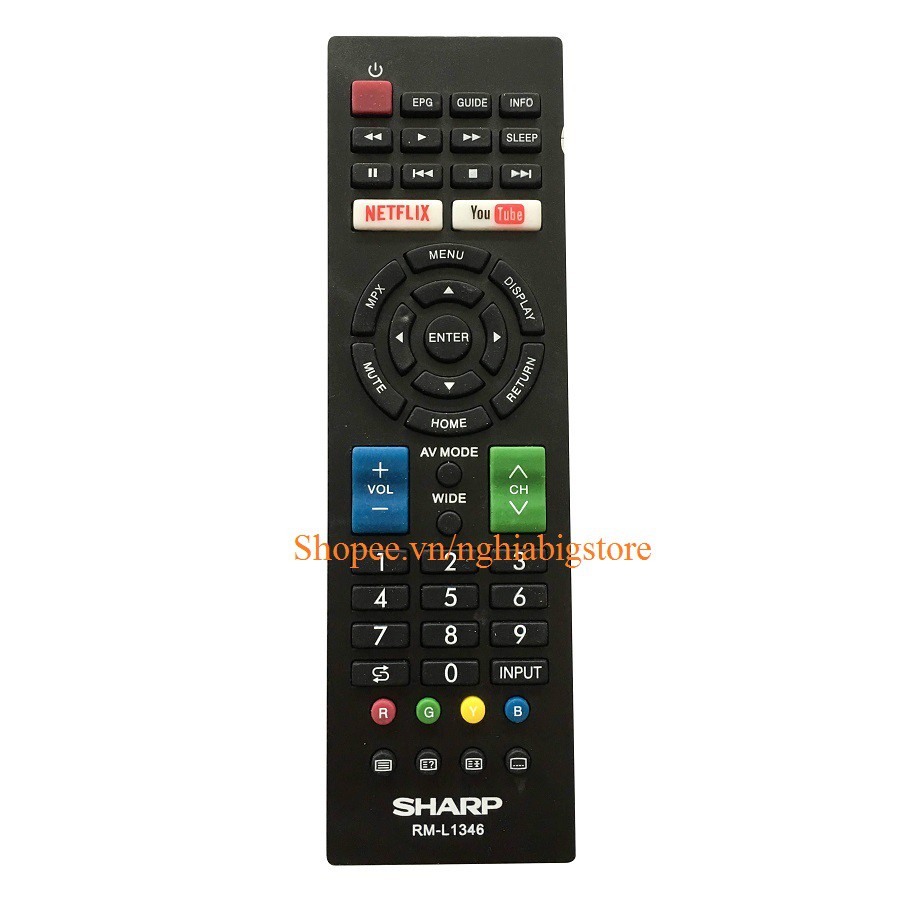 Remote Điều Khiển Cho TV LED, Smart TV, Ti Vi Thông Minh SHARP RM-L1346 (Kèm Pin AAA Maxell)