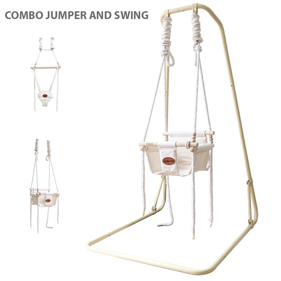 [ Tặng gối tựa lưng cao cấp ] SWING and JUMPER - Combo 2 trong 1 Xích đu và Nhún nhảy cho Bé - Gegakids