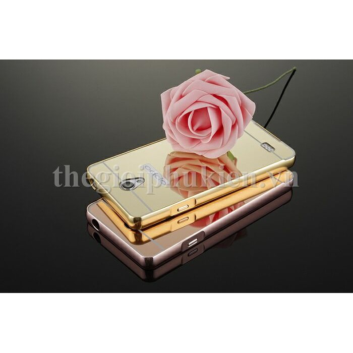 Ốp lưng OPPO Joy 3 A11 bo tròn tráng gương viền kim loại