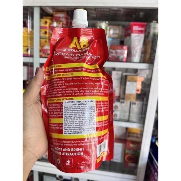 hấp dầu ,ủ tóc collagien A8 600ml phục hồi hư tổn , tóc hư, tóc nát chống khô  sơ trẻ ngọn siêu bóng mềm  liu hương lâu