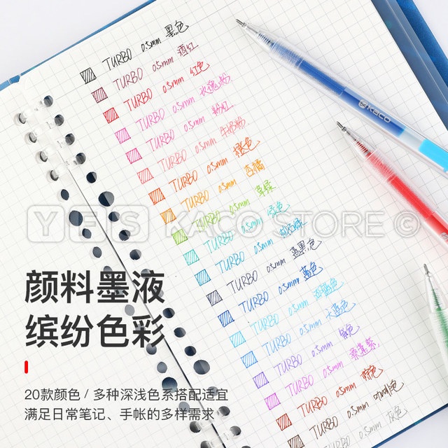 Bút gel Kaco Turbo mực nhiều màu ngòi 0.5mm