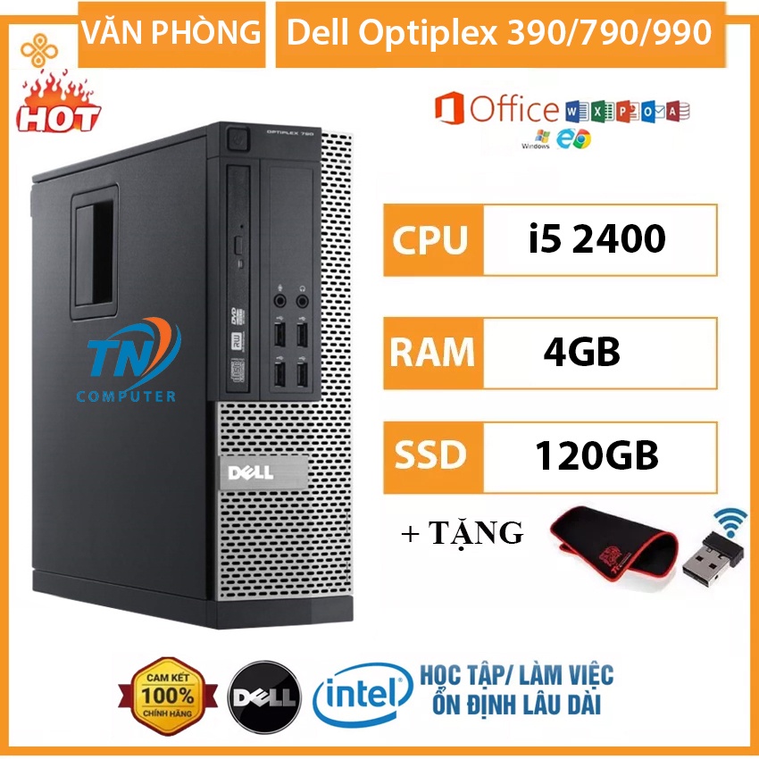 Máy Tính Đồng Bộ Dell Optiplex 390/790/990 Core i5 2400 Ram 4GB SSD 120GB -Tặng USB Wifi, Lót Chuột, Bảo hành 12 tháng