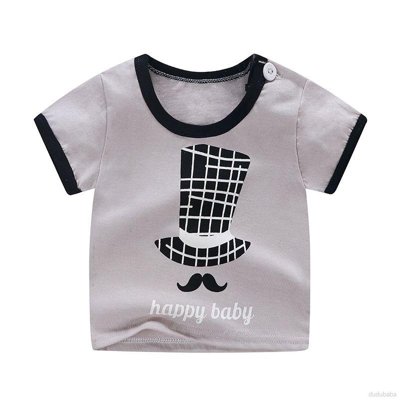 【dudubaba】Boys Girl Summer Cotton Cartoon Print Short Sleeve Casual T-shirt 0~4 Years Old