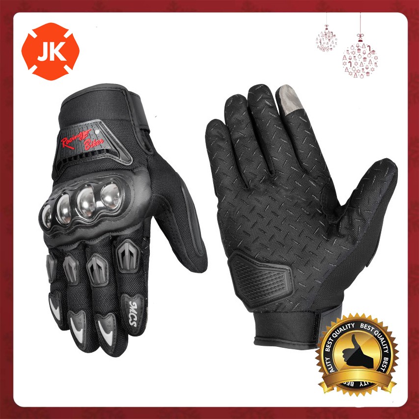 Găng Tay Thể Thao Cảm Ứng Chính Hãng Racing Biker & SPORTS  Dài Ngón Gù Inox