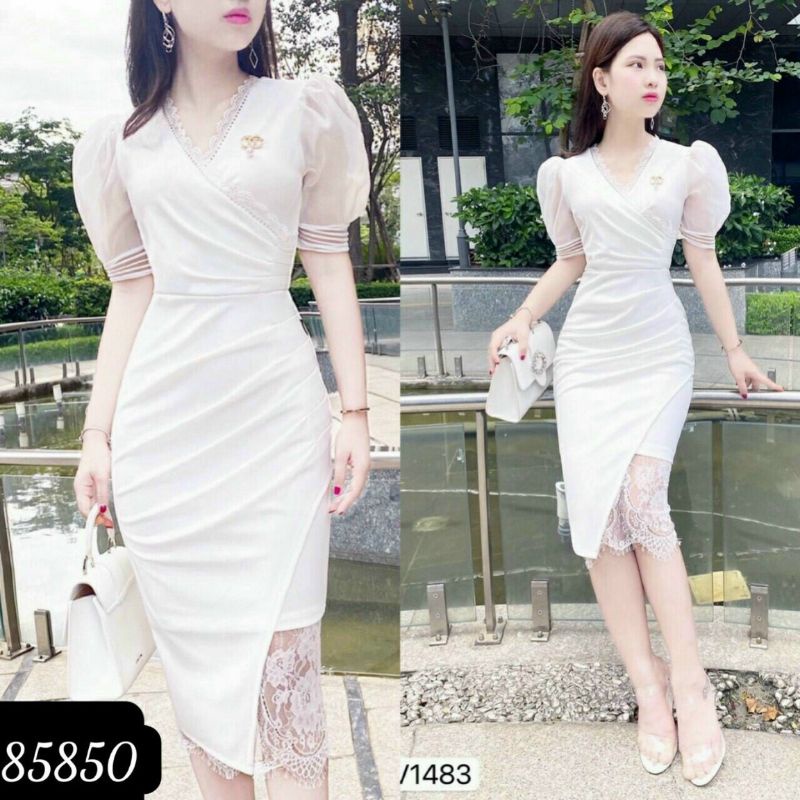 Đầm đen 😘 FREESHIP 😘 đầm dự tiệc kèm hình thật ôm body cổ tim phối ren phòng cách tiểu thư - 75858 | BigBuy360 - bigbuy360.vn