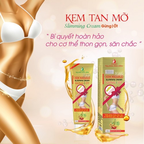 Kem Massage Tan Mỡ Gừng Ớt Ngân Bình( Mẫu Mới 2020 - 150gr) + Tặng Thước Dây