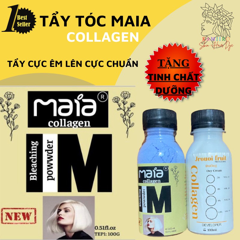 [ TẶNG DƯỠNG TẨY ]Tẩy tóc MAIA BLEACHING POWDER COLLAGEN - Tẩy cực êm, lên cực chuẩn KAMIIRO