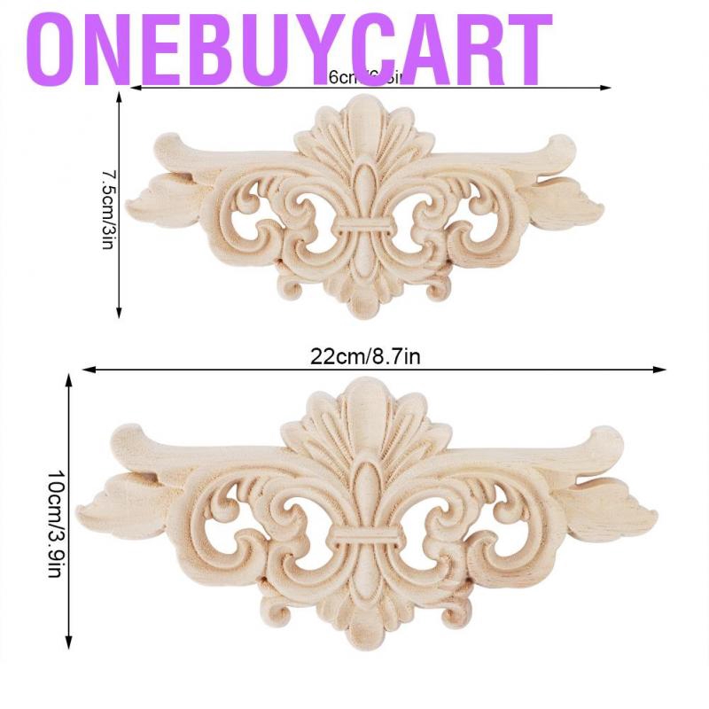 Onebuycart 2 Pcs Flower Carved Onlay Applique Furniture Decoration Carving Sticker Wooden Floral Corner Home Deco