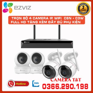 [HOT NEW] TRỌN BỘ 4 MẮT CAMERA IP WIFI EZVIZ C6N VÀ C3W - ĐẦY ĐỦ PHỤ KIỆN ĐI KÈM - TÙY CHỌN Ổ CỨNG