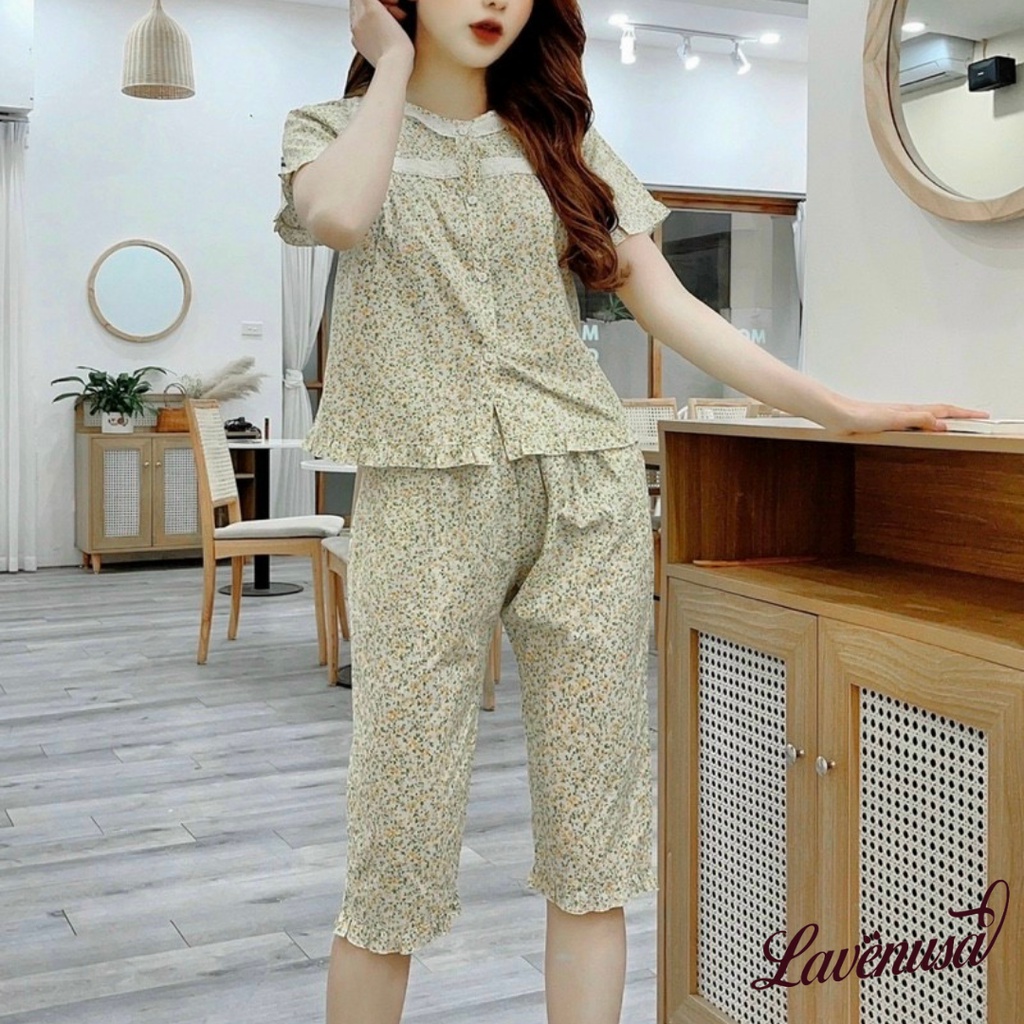 Bộ mặc nhà nữ mùa hè chất liệu kate Hàn thoáng mát thoải mái LAVENUSA QA16