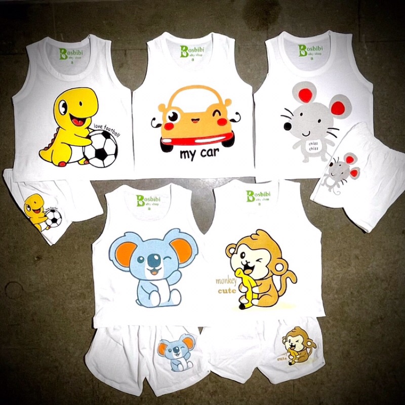Set 5 bộ ba lỗ và quần đùi thể thao BOSBIBI BLDT2-7