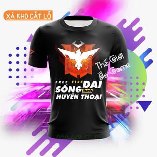 [Xả Kho] Áo Thun Nam Free Fire - Áo FF 3D Đen Rank Huyền Thoại Cực Chất