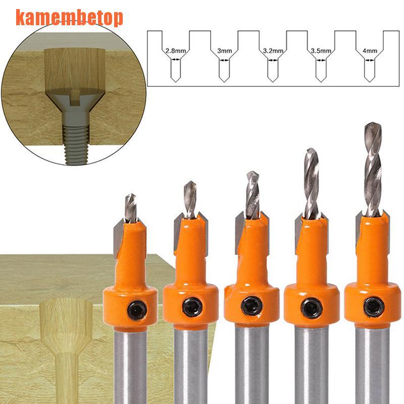 【TOP】5PCS HSS Timber Woodworking Ti Countersink Drill Bit Set Screw Cutter Woo