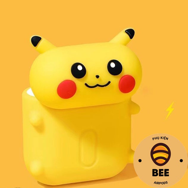 Case Airpod 1 2 Pro Vỏ Bao Đựng Tai Nghe Airpod Hình Pikachu Nằm Siêu Dễ Thương - BEE SHOP