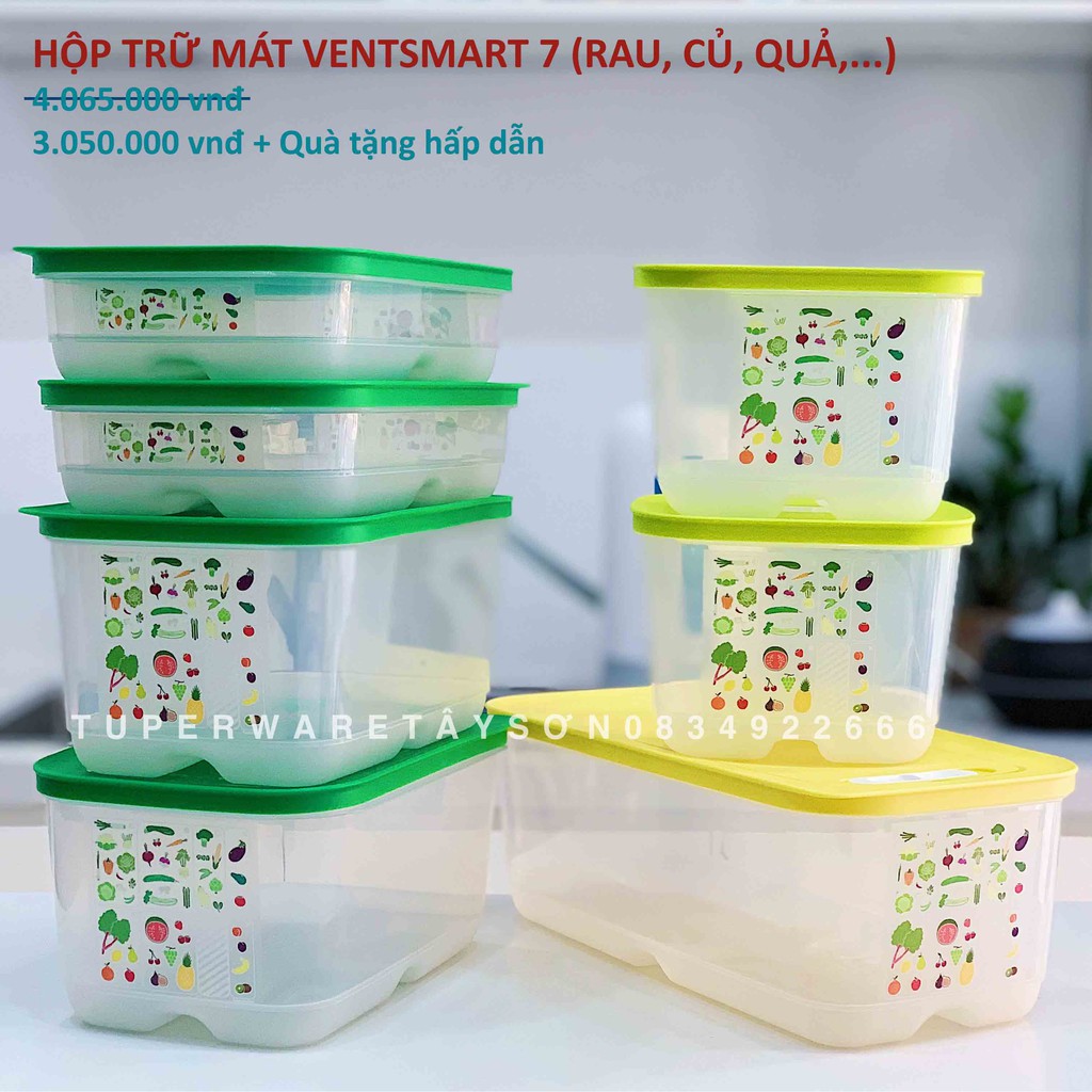 Bộ hộp trữ mát có nút hô hấp Ventsmart 7 hộp - Tupperware