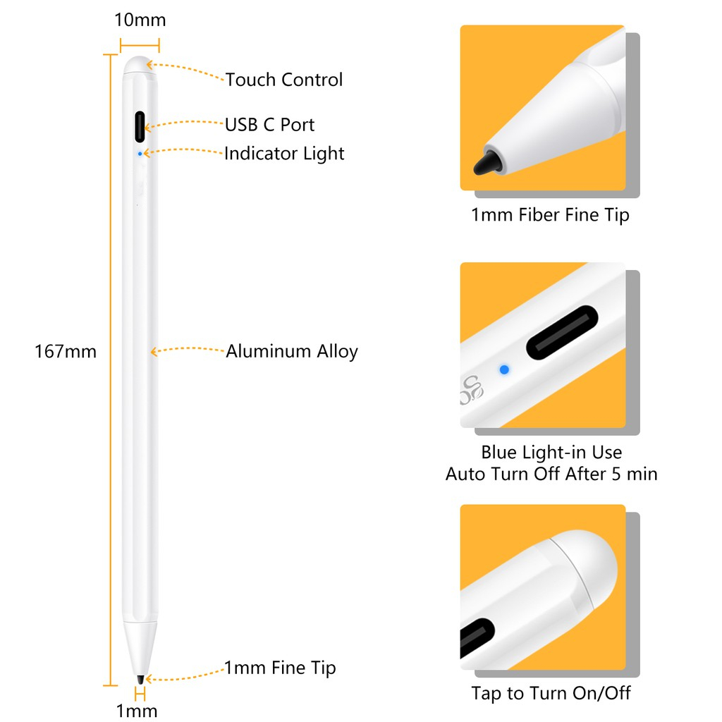 Bút Cảm Ứng Từ Tính Có Thể Sạc Lại Cho iPad iPad 10.2 iPad 7/8/9 Air 4 Pro 12.9 Pro 11